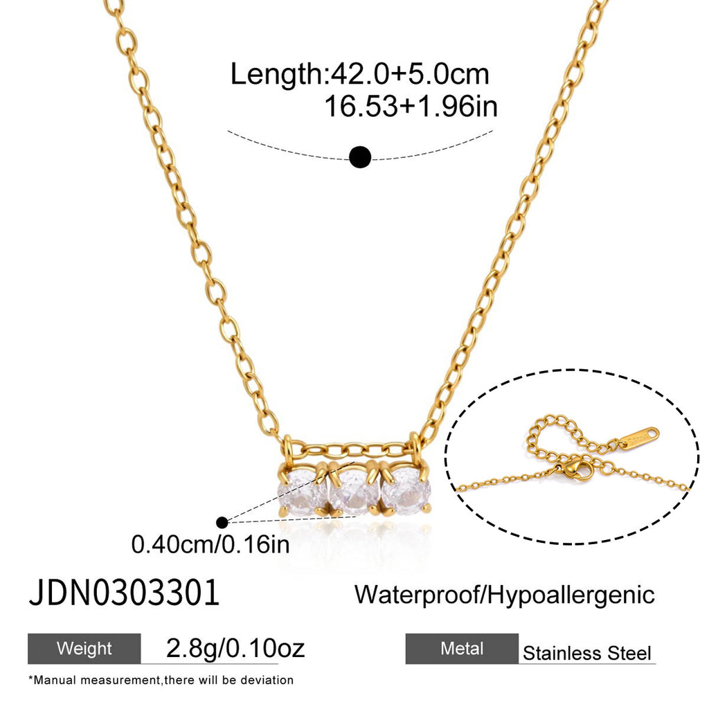 Damen Halskette mit funkelnden Zirkonia und verstellbarem Edelstahlverschluss Shop Nory