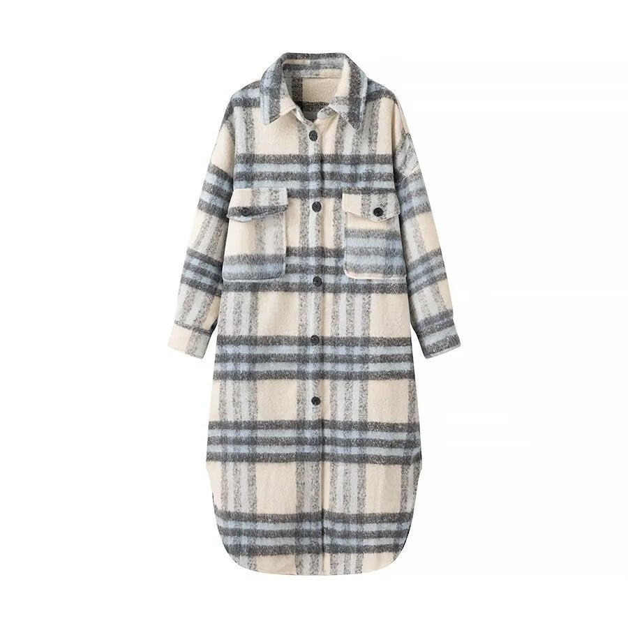 Damen Oversize-Hemdkleid-Mantel aus Wollmix mit Karomuster Shop Nory