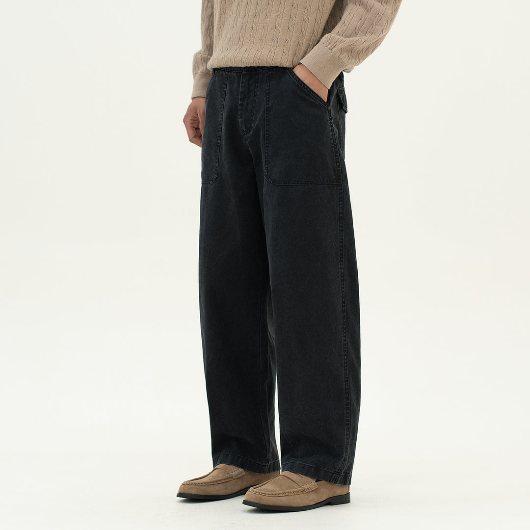 Damen Utility-Denimhose mit hoher Taille, extra weitem Bein und aufgesetzten Taschen Shop Nory