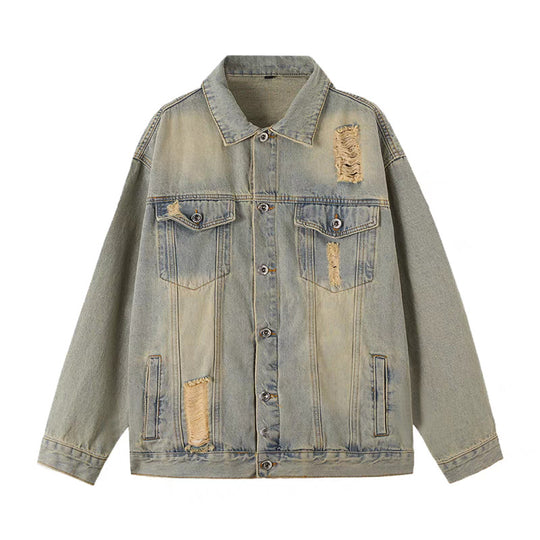 Herren Oversized Jeansjacke mit Used-Waschung und Destroy-Details Shop Nory