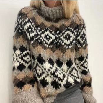 Damen nan kuscheliger Norweger-Strickpullover mit Stehkragen und Oversize-Passform Shop Nory