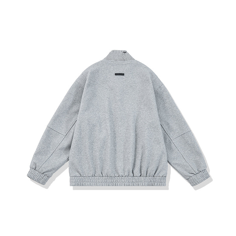 Unisex Boxy-Strickmix Übergangsjacke mit hohem Rippenkragen und elastischem Saum Shop Nory