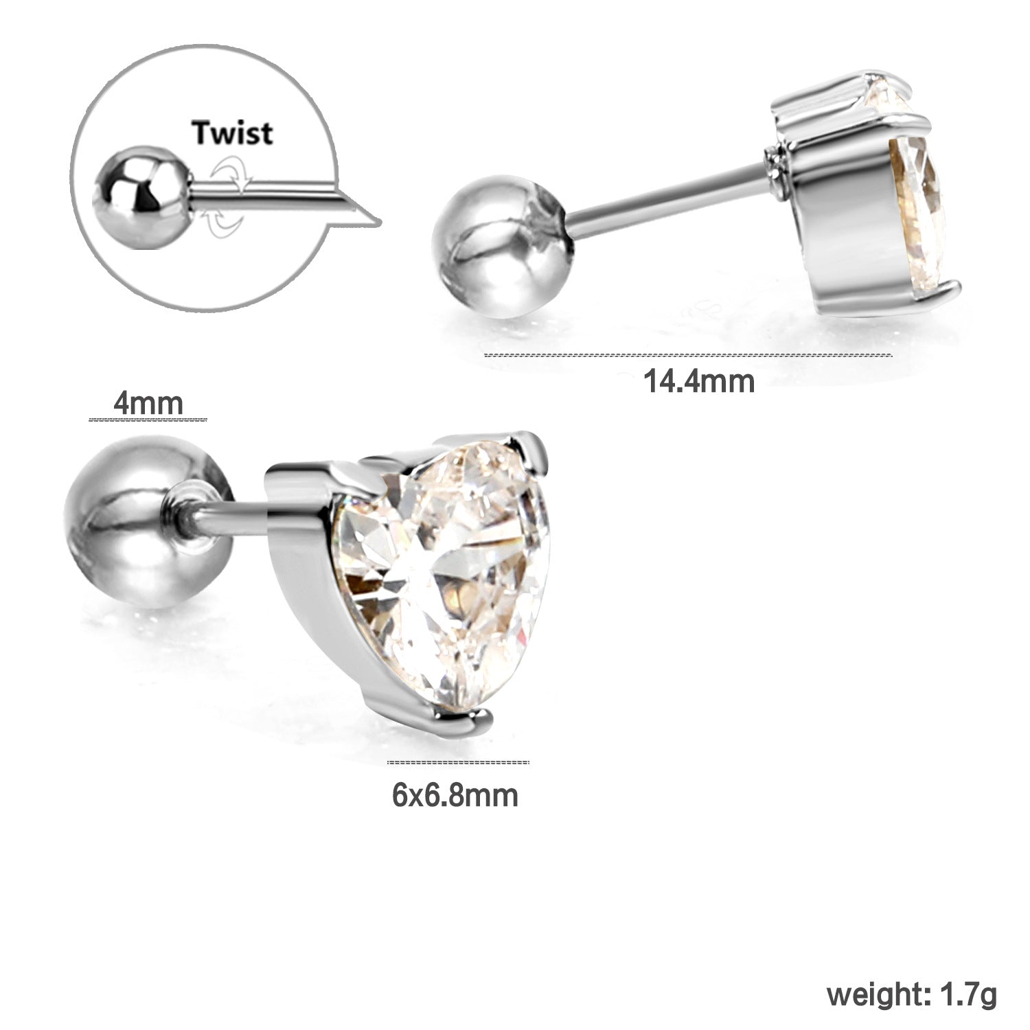 Damen Ohrstecker mit funkelndem Herzdesign und eleganter Goldbeschichtung Shop Nory
