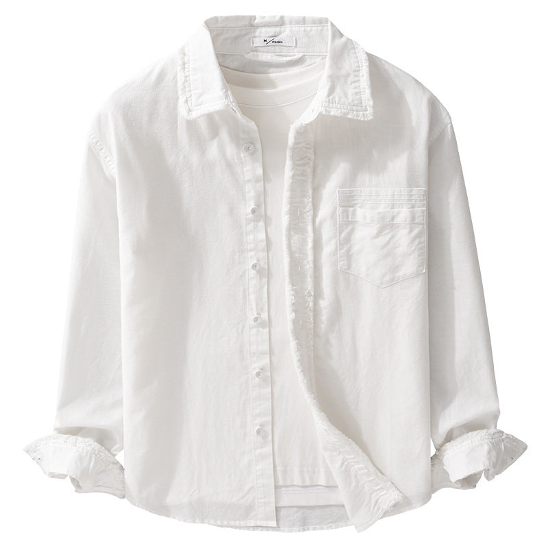 Herren Fransen-Overshirt aus Baumwollmix mit Brusttasche und Knopfleiste Shop Nory