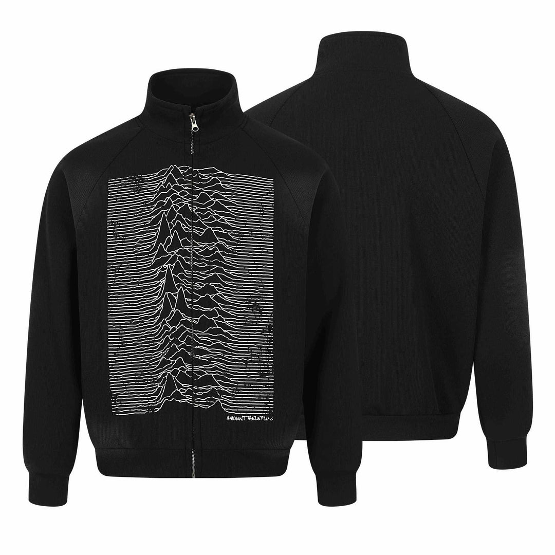 Unisex Grafik-Trainingsjacke mit Stehkragen, Raglanärmeln und durchgehendem Reißverschluss Shop Nory