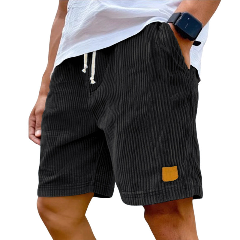 Herren nan Feincord-Shorts mit elastischem Tunnelzugbund, Kordelzug und tiefen Eingrifftaschen Shopnory