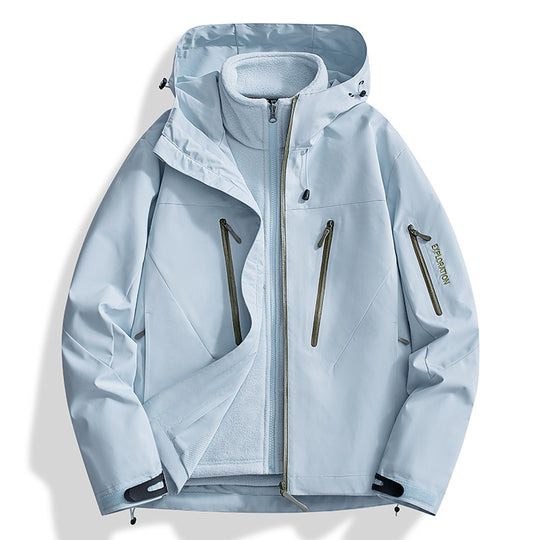 Herren Zwei-in-Eins Softshell-Outdoorjacke mit abnehmbarer Fleece-Innenjacke und wasserdichten Reißverschlüssen Shop Nory