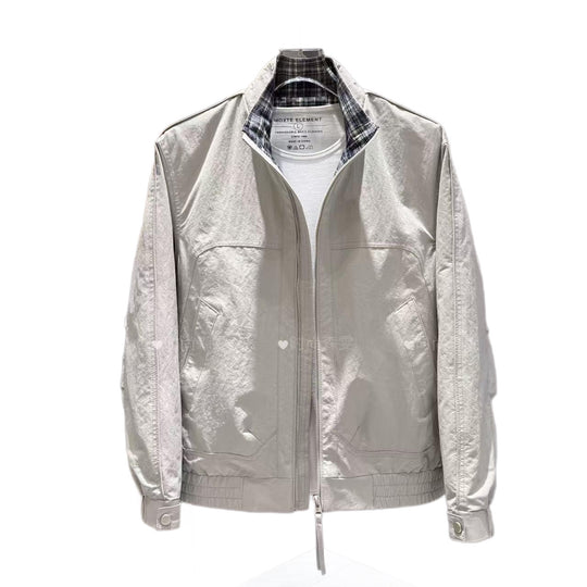 Herren Leichter Baumwoll-Mix Blouson mit Stehkragen und Karofutter Shop Nory