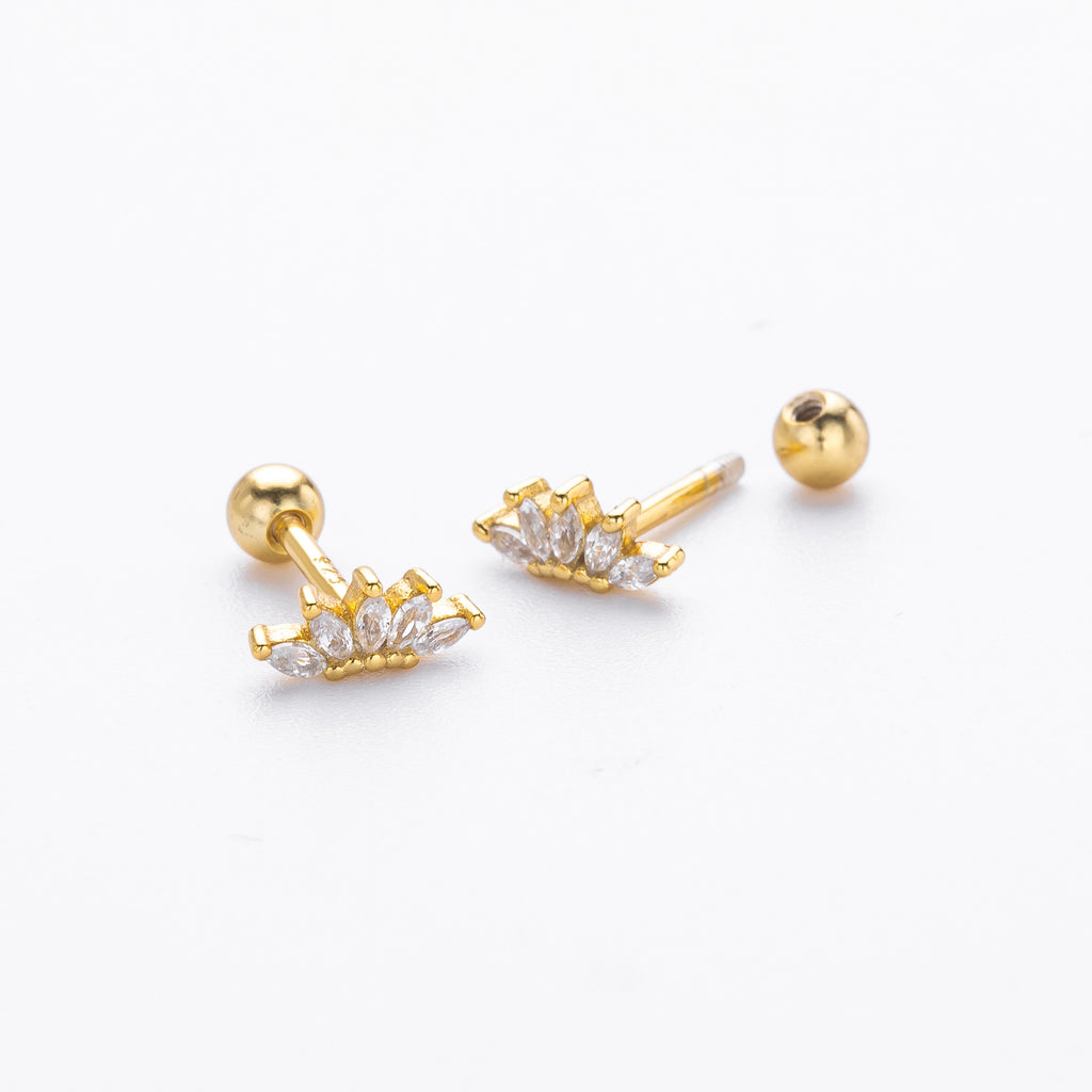 Damen Ohrstecker mit eleganter Krone aus hochwertigem 925 Sterling Silber Shop Nory