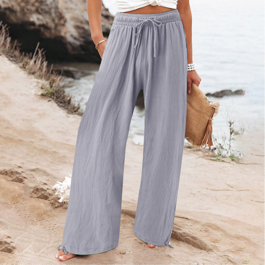 Damen Weite hose mit elastischem Bund und praktischen Taschen