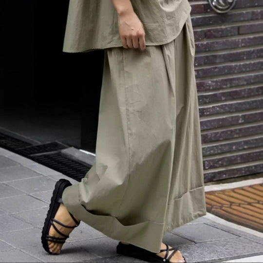 Damen Weite Palazzo-Hose mit hohem Bund und breitem Saum Shop Nory