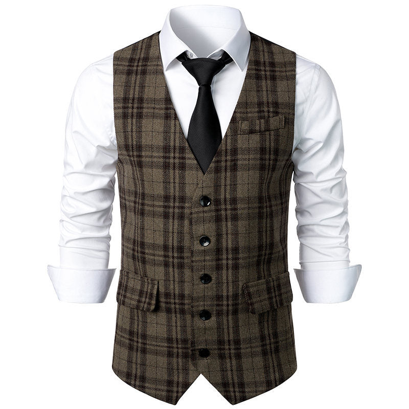 Herren klassische Karoveste mit elegante Schnitt und praktischen Taschen Shopnory