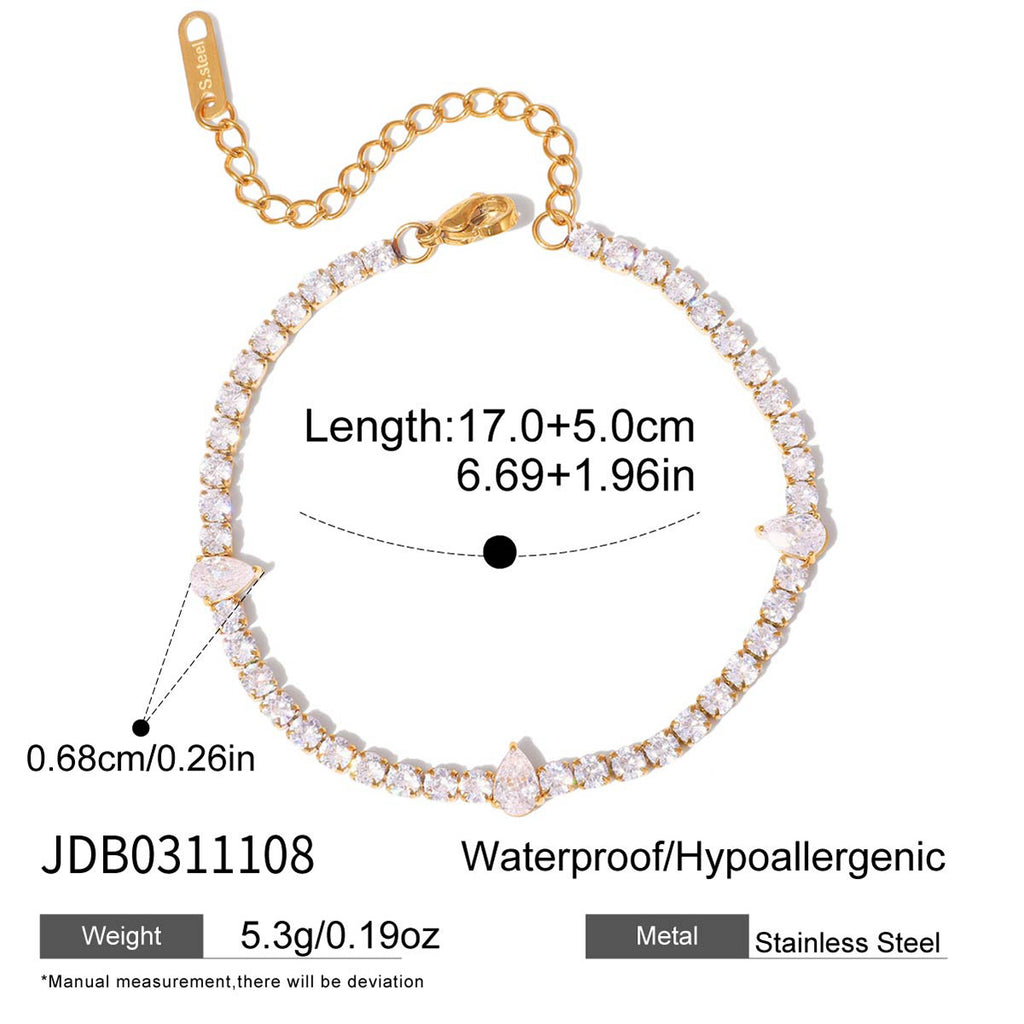 Damen Armband mit funkelnden Zirkonia-Steinen aus hypoallergenem Edelstahl Shop Nory