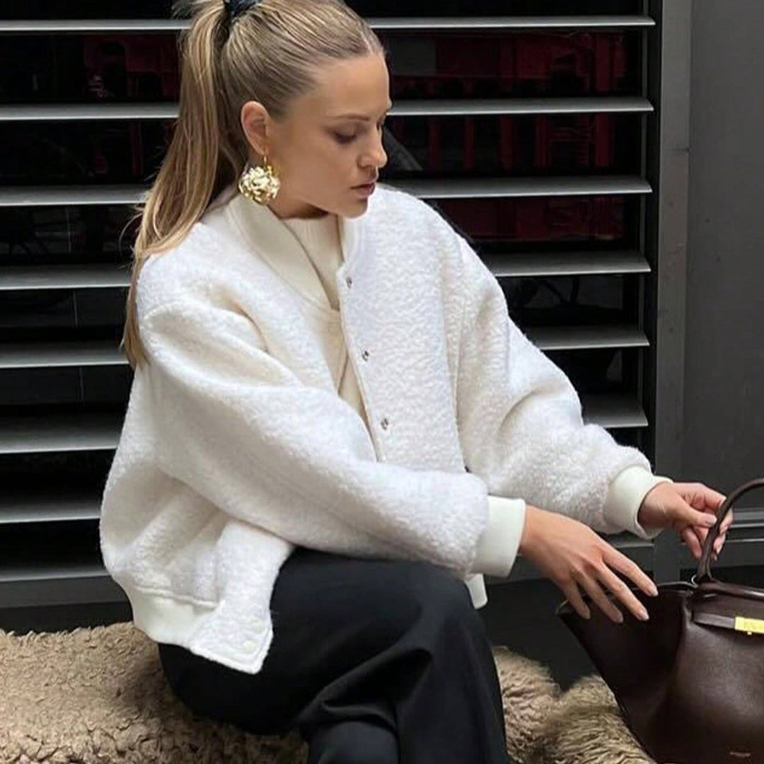 Damen kuschelige Fleece-Jacke im lässigen Stil mit praktischen Taschen