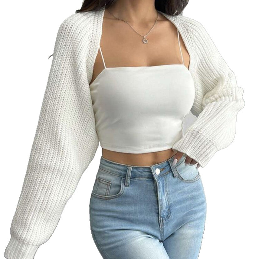 Damen Kurzbolero aus grobem Rippstrick mit Oversized-Ärmeln Shop Nory