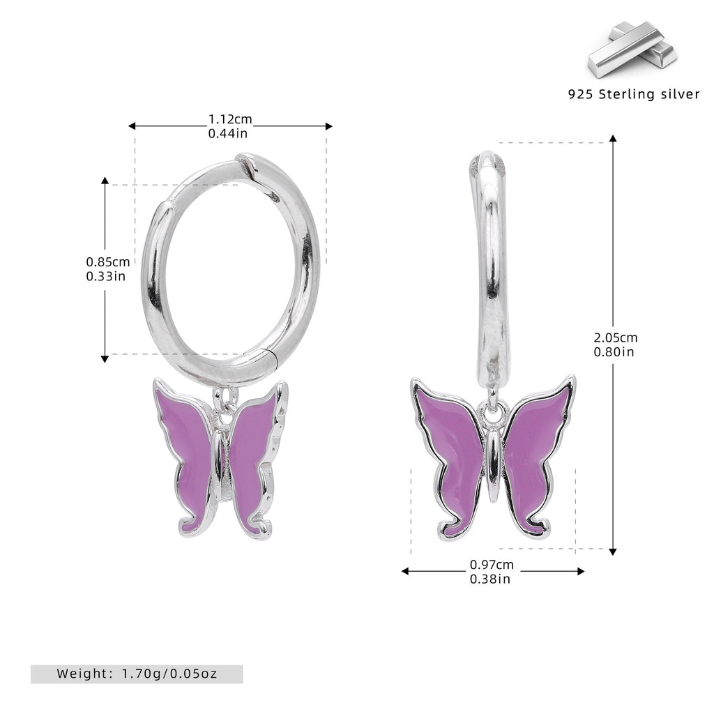 Damen Ohrringe mit schimmerndem Schmetterlingsanhänger aus 925 Sterling Silber Shop Nory