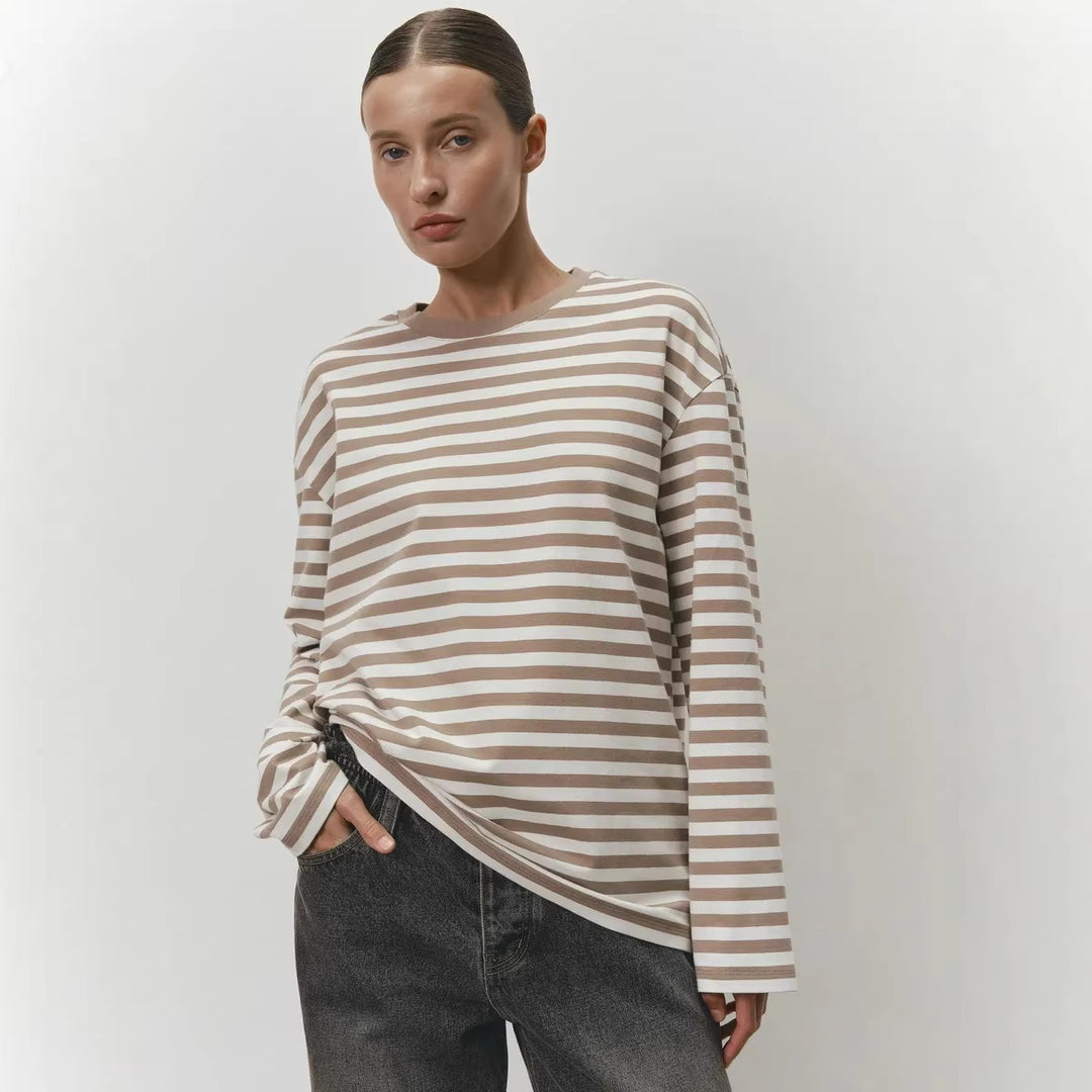 Damen Lässiges gestreiftes Langarmshirt Shop Nory