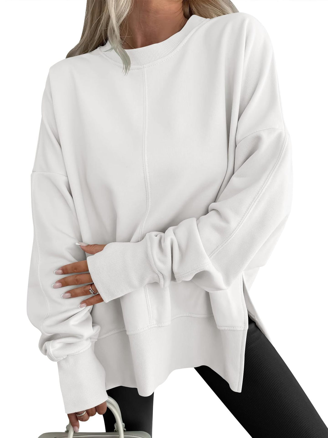 Damen Oversize-Sweatshirt mit Mittelnähte, Rundhals und überschnittener Schulter Shop Nory
