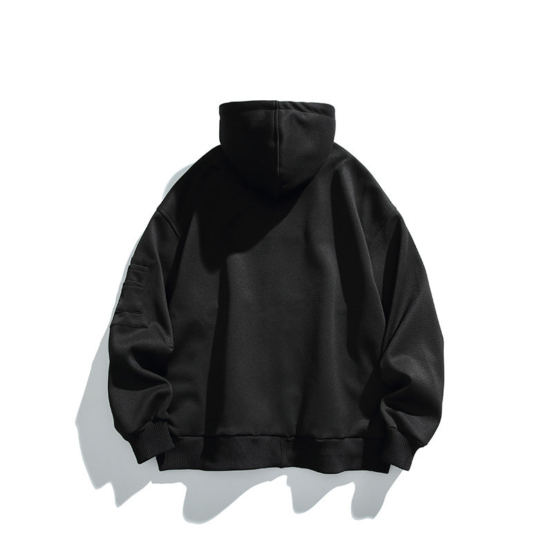 Unisex Oversize-Kapuzenjacke mit Frontreißverschluss, Ärmeltasche und geripptem Saum Shop Nory