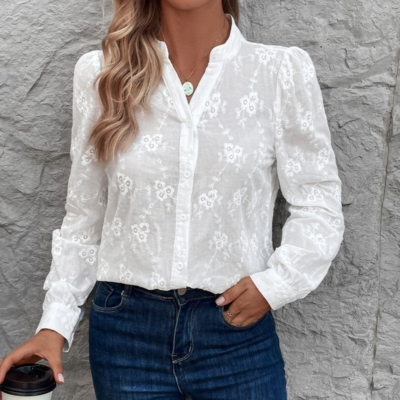 Damen Bluse mit feiner Stickerei