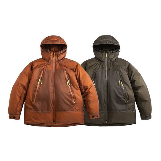 Unisex Oversize wattierte Kapuzenjacke mit schrägen Reißverschlusstaschen und verstellbarem Saum Shop Nory
