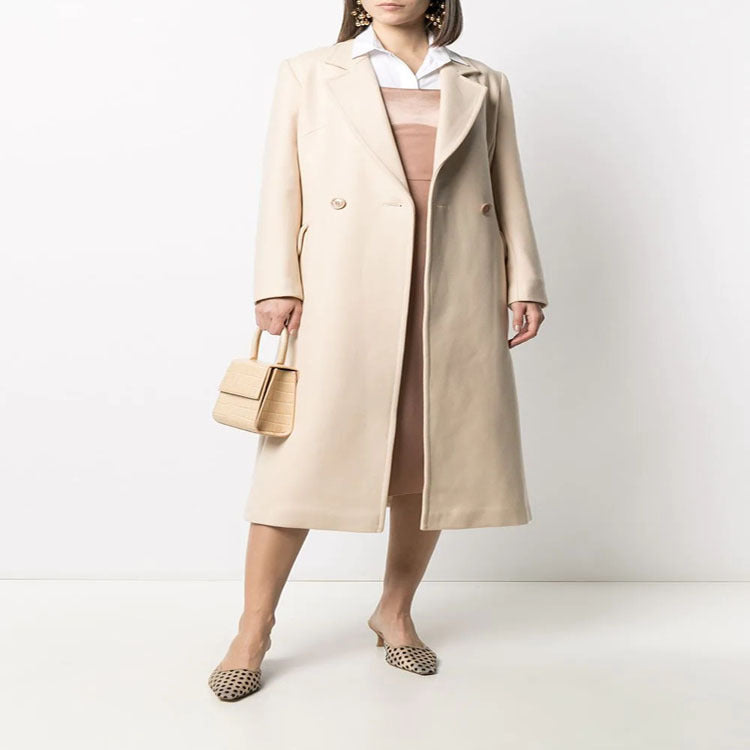 Damen Midilanger Tailoring-Mantel aus Wollmix mit schmalem Revers und kaschierendem Fall Shop Nory
