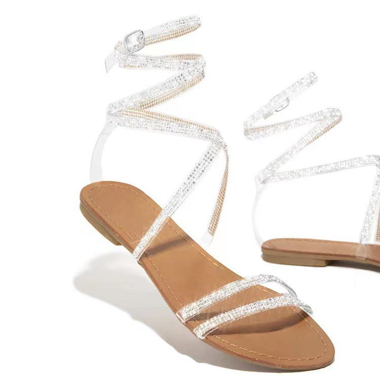 Damen Glitzernde Riemchen-Sandalen mit schickem Strassbesatz