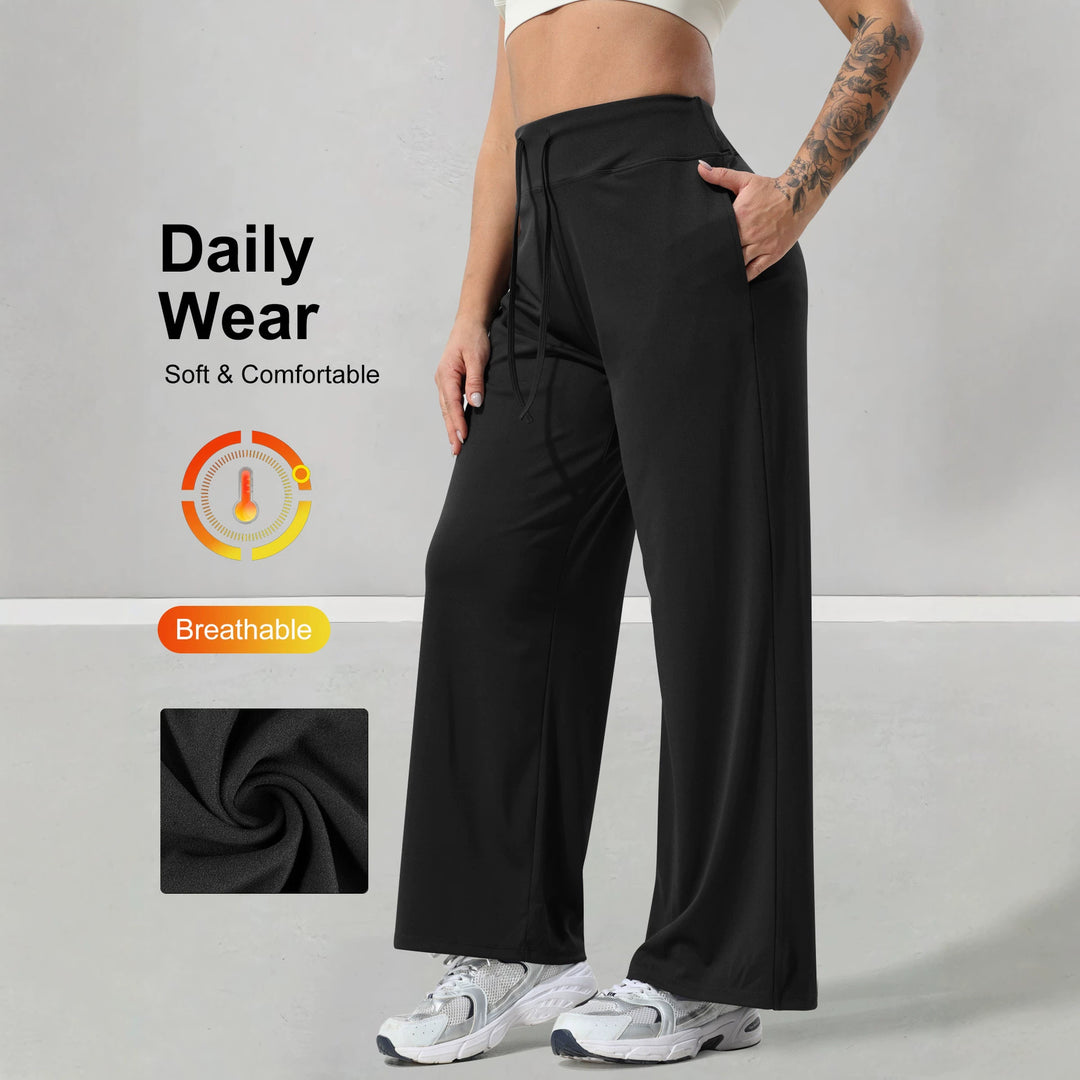 Damen Jogginghose mit hohem Bund, weitem Bein, Kordelzug und Seitentaschen Shopy Nory