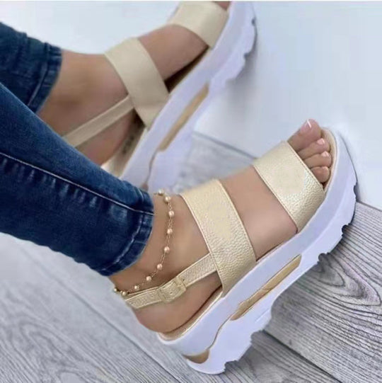 Damen Komfortable Plateau-Sandalen mit verstellbaren Riemen und rutschfester Sohle