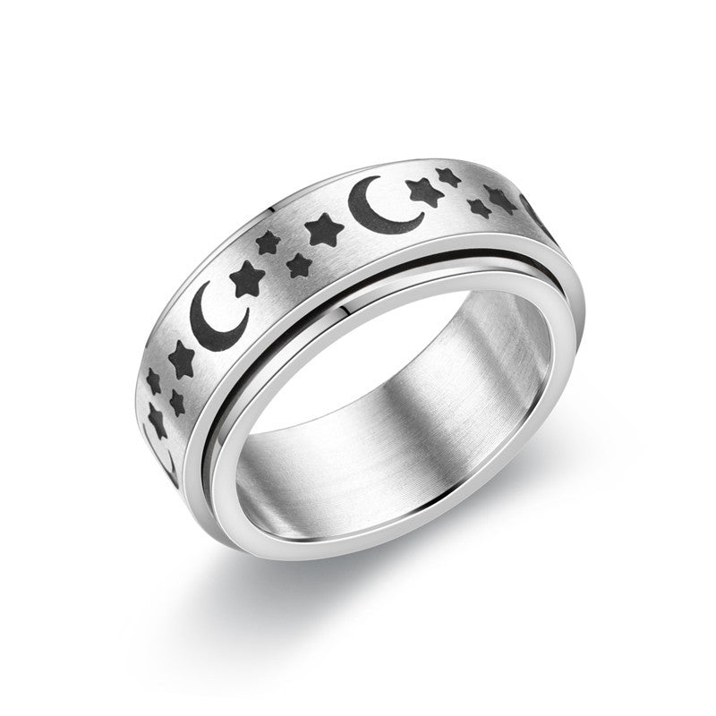 Herren Ring mit kunstvollem Mond- und Sternmotiv Shop Nory