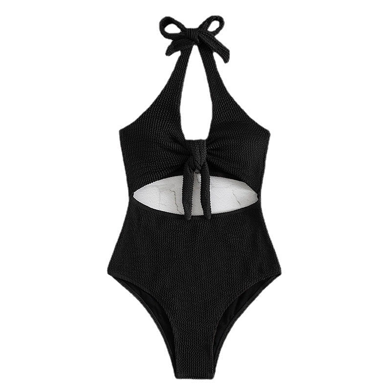 Damen Einteiler Badeanzug mit Knotendesign und Cut-Out-Details Shopnory