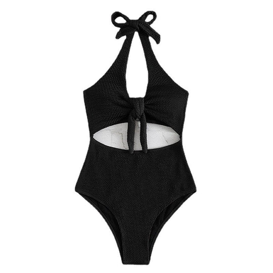 Damen Einteiler Badeanzug mit Knotendesign und Cut-Out-Details Shopnory