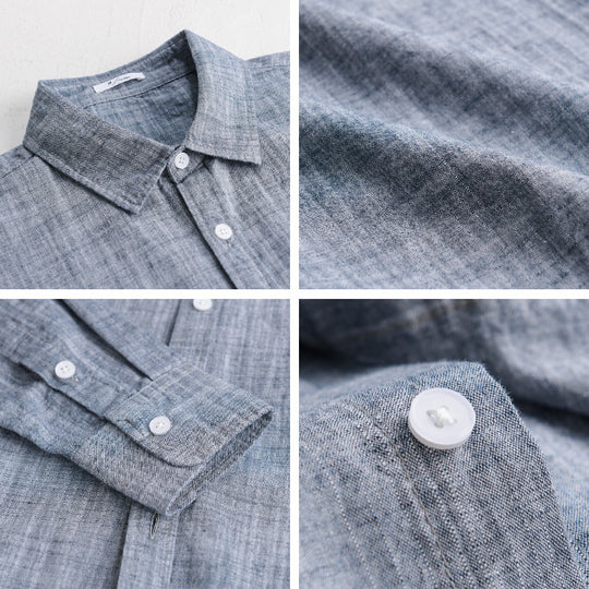 Herren Texturiertes Leinen-Baumwoll-Overshirt im Relaxed-Fit mit Hemdkragen und durchgehender Knopfleiste Shop Nory