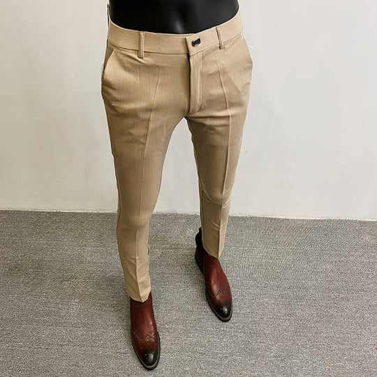 Herren taillierte Chino-Anzughose mit Bügelfalte, Stretchkomfort und verdecktem Hakenverschluss Shop Nory