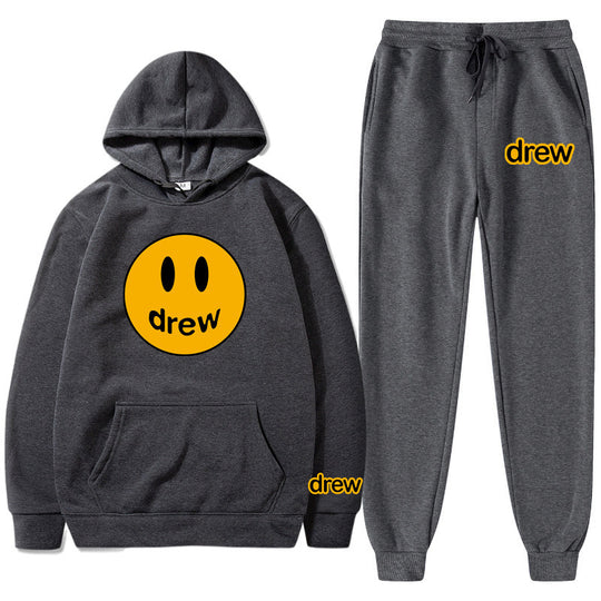 Unisex nan zweiteiliges Lounge-Set aus French-Terry mit Smiley-Print Kapuzenpullover und tapered Jogginghose Shop Nory