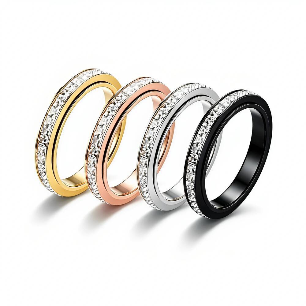 Herren Ring mit funkelndem Kristallbesatz und eleganter schwarzer Oberfläche Shop Nory