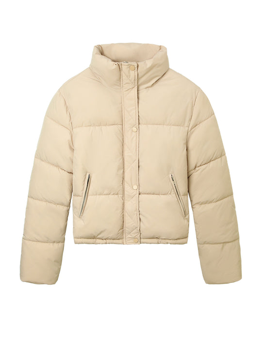 Damen Boxy-Pufferjacke mit hohem Stehkragen und verdeckter Druckknopfleiste Shop Nory