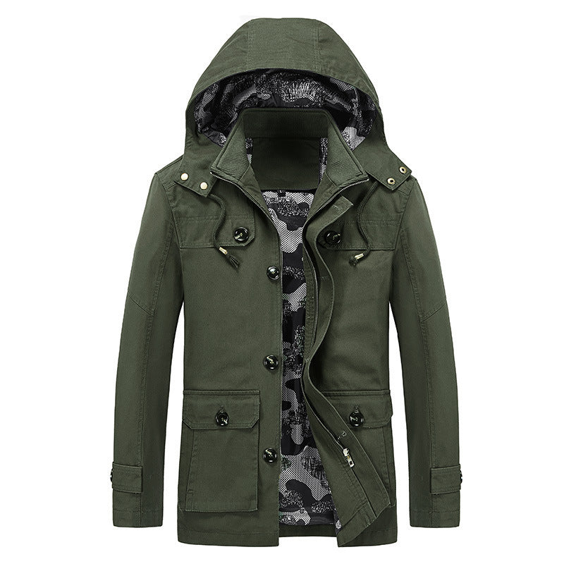 Herren leichter Canvas-Fieldparka mit camouflage-Innenfutter, verdecktem Reißverschluss und Mehrzwecktaschen Shop Nory