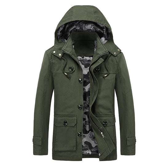 Herren leichter Canvas-Fieldparka mit camouflage-Innenfutter, verdecktem Reißverschluss und Mehrzwecktaschen Shop Nory