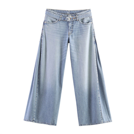 Damen Hochtaillierte weite Jeans-Culotte mit seitlichen Keileinsätzen Shop Nory