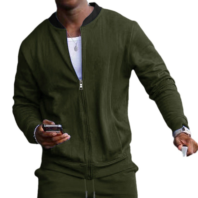 Herren Minimalistische Bomberjacke mit durchgehendem Reißverschluss, geripptem Stehkragen & Eingrifftaschen Shop Nory