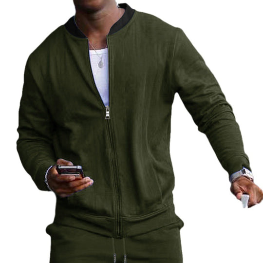 Herren Minimalistische Bomberjacke mit durchgehendem Reißverschluss, geripptem Stehkragen & Eingrifftaschen Shop Nory