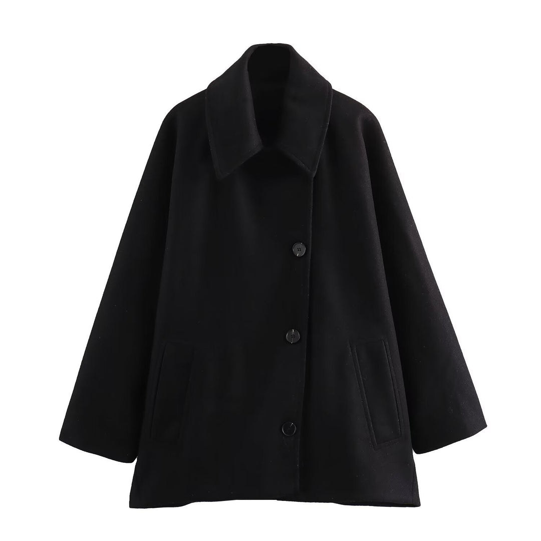 Damen Oversized Wollmix Boxy-Kurzmantel mit Reverskragen und Eingrifftaschen Shop Nory