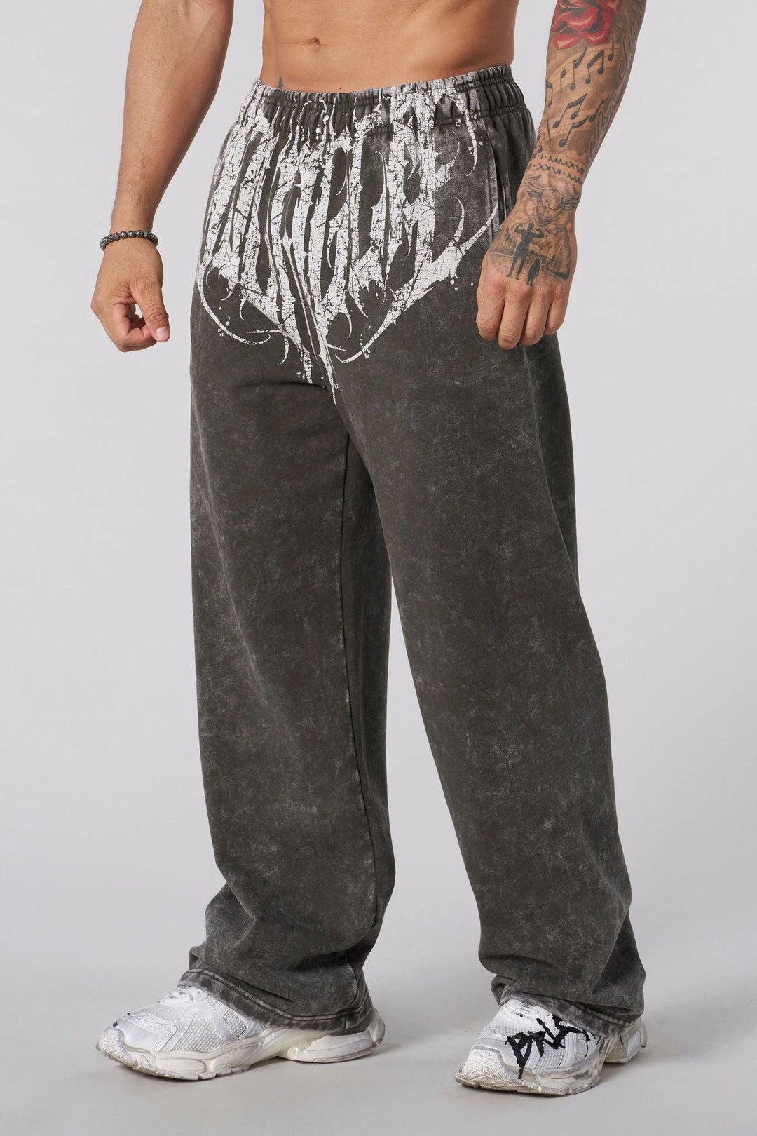 Herren nan weiche gewaschene Jogginghose mit weitem Schnitt und elastischem Bund