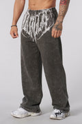 Herren nan weiche gewaschene Jogginghose mit weitem Schnitt und elastischem Bund