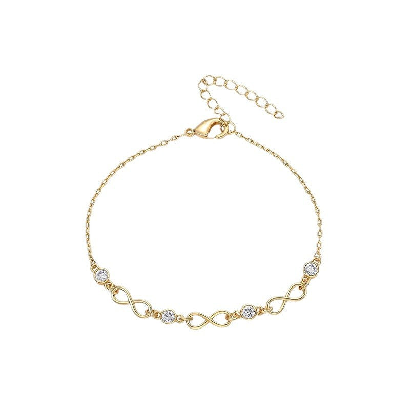Damen Fußkettchen mit funkelnden Tropfen und filigranem Design Shop Nory