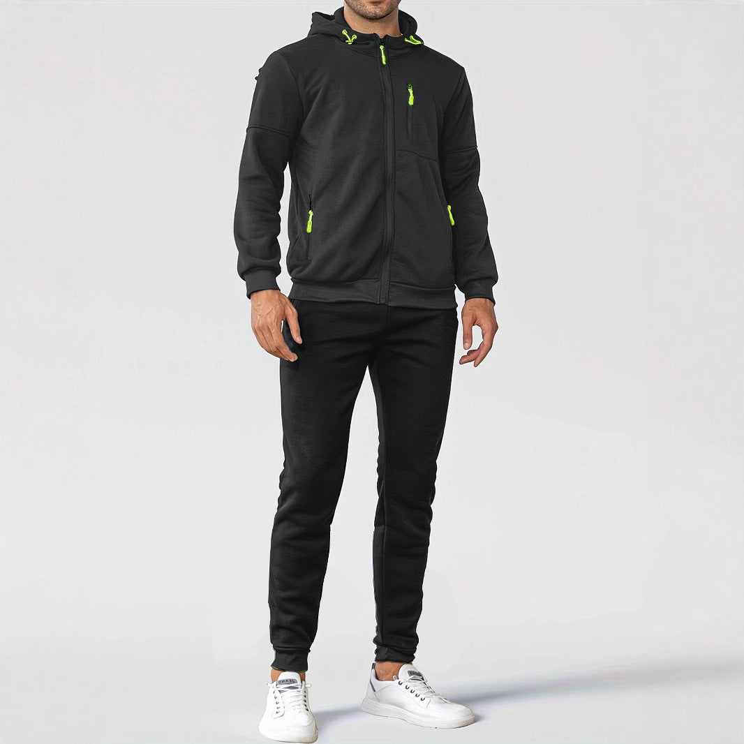 Herren technische Kapuzenjacke mit durchgehendem Frontreißverschluss, Brusttasche mit Reißverschluss und elastischen Bündchen Shop Nory