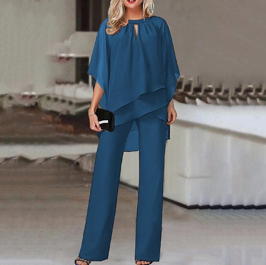 Elegantes Baumwoll-Chiffon-Set [Top + Hose]