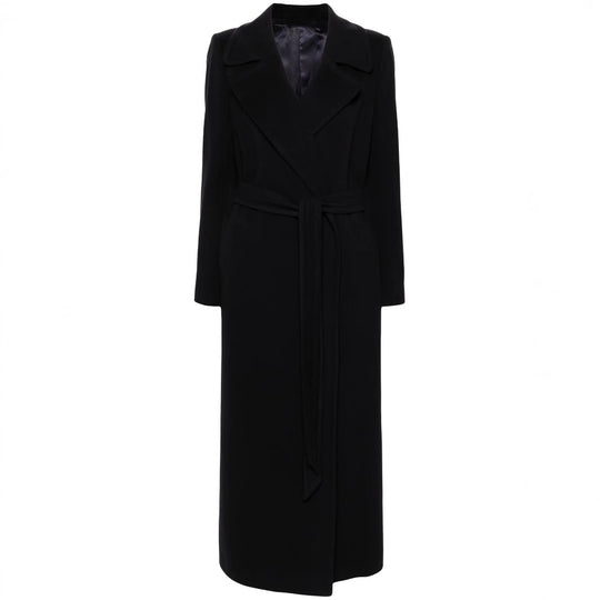 Damen Langer Wickelcoat aus Wollmix mit Bindegürtel und breitem Revers Shop Nory