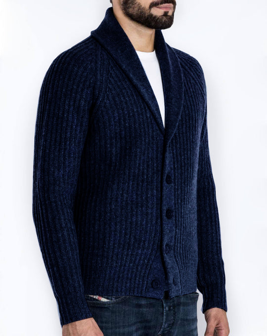 Herren Rippstrick-Cardigan mit Schalkragen und durchgehender Knopfleiste Shop Nory